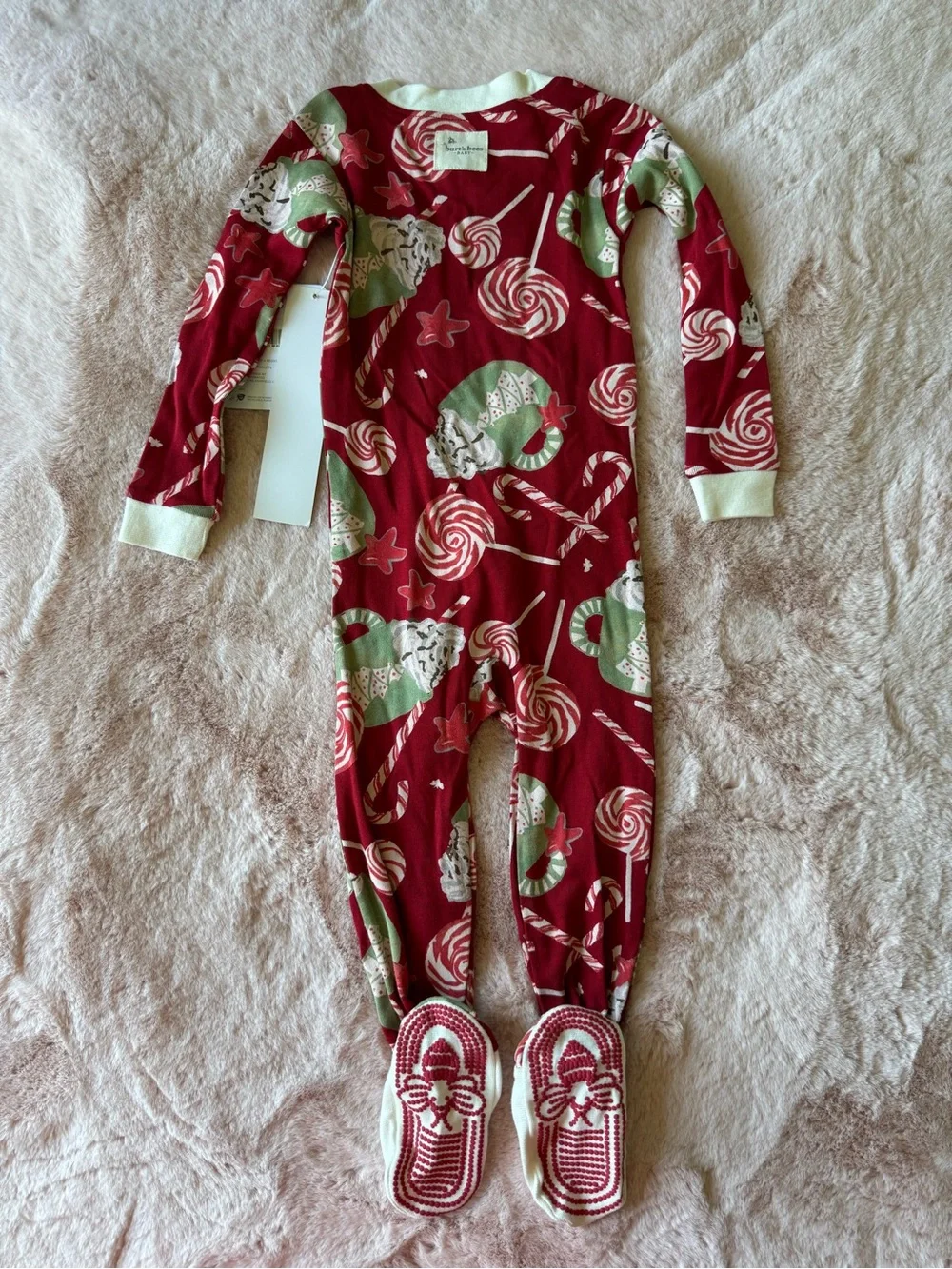 NWT Burt’s Bees Baby Holiday Festive Zipper Footie Sleeper Pajamas Size 18 month